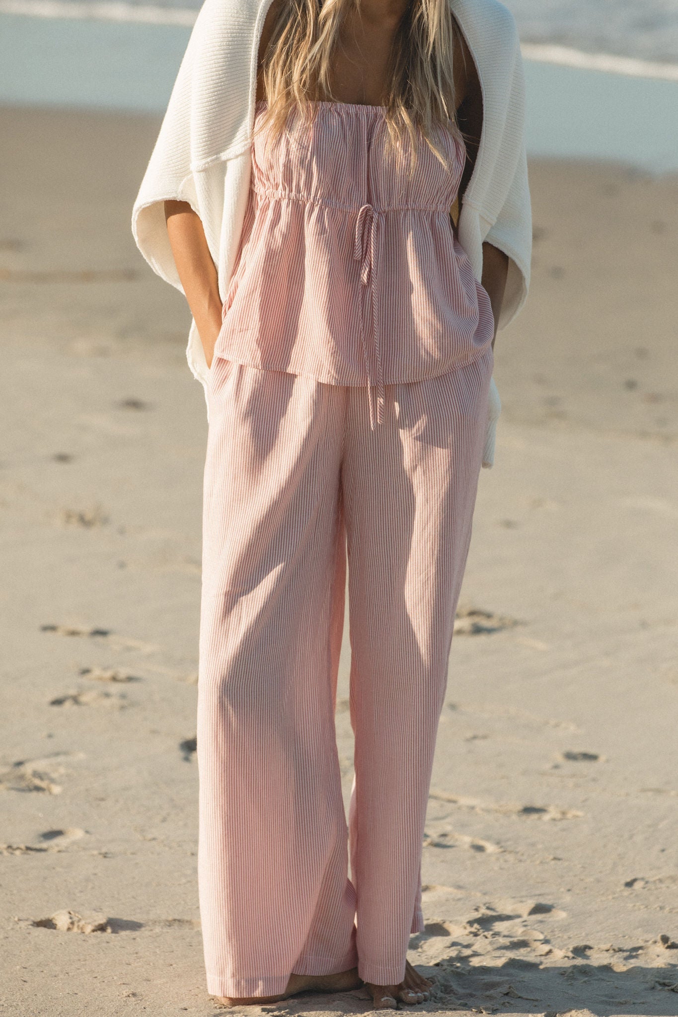 To the Beach Striped Woven Strapless Set