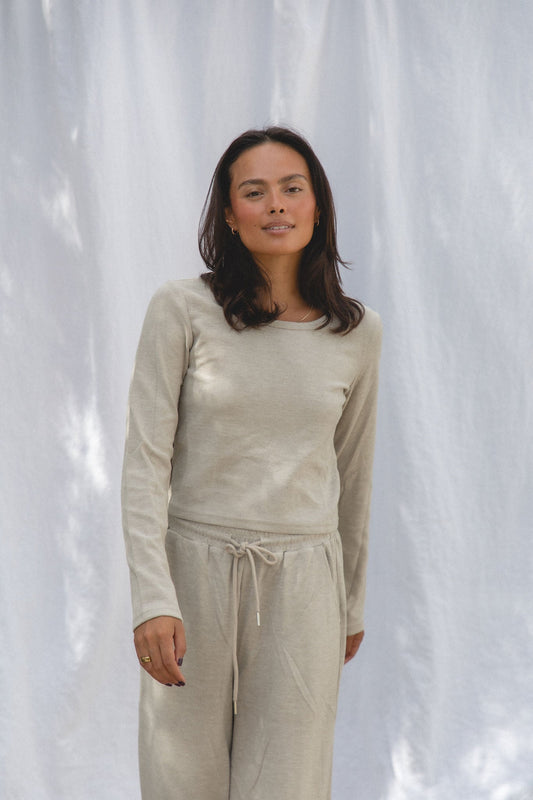 Sand Dune Woven Knit Long Sleeve