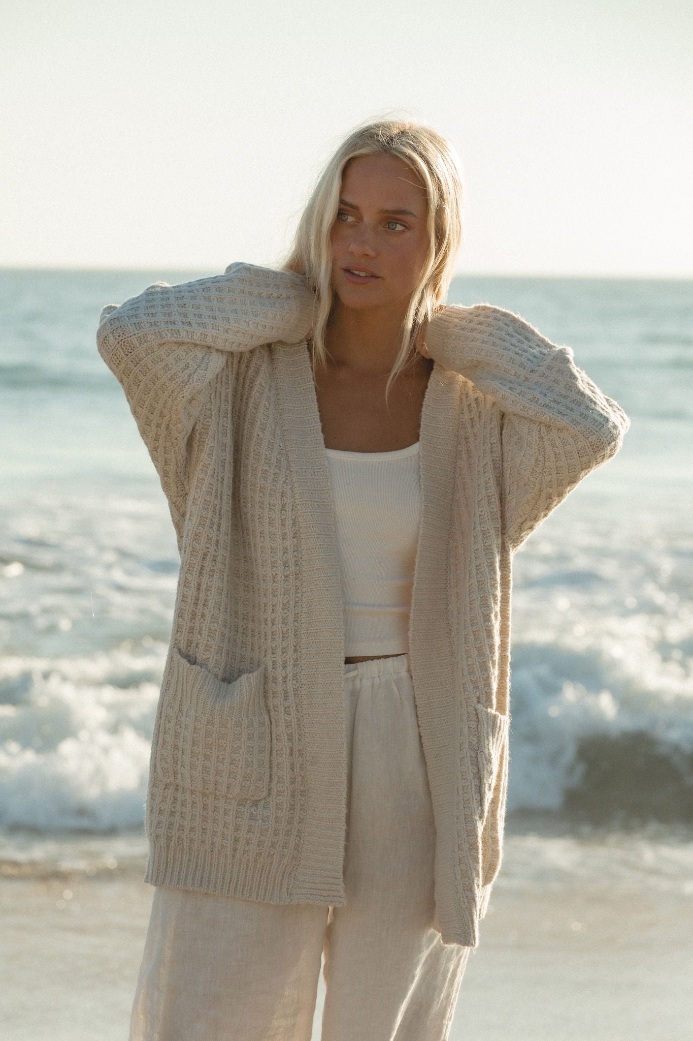 Winter Sun Waffle Knit Cardigan