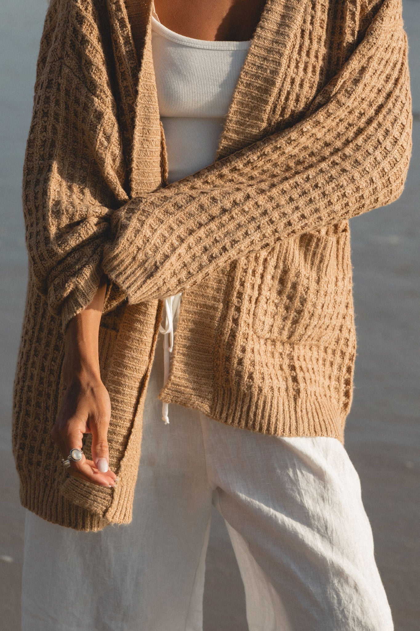 Winter Sun Waffle Knit Cardigan